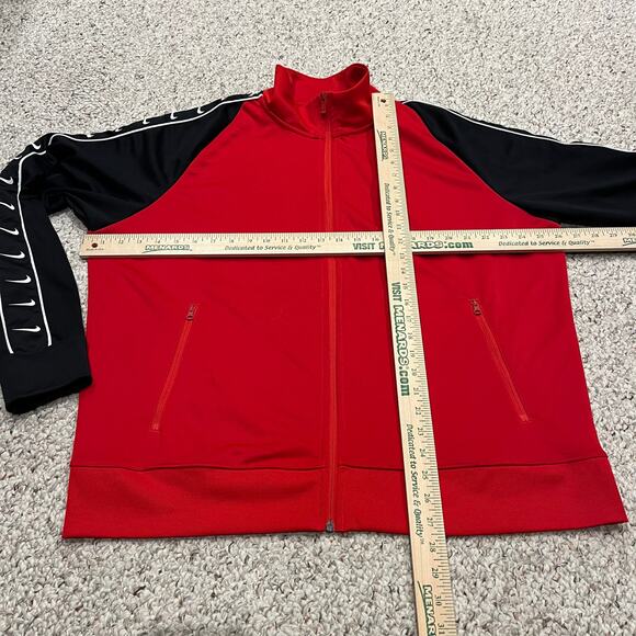 Nike Full Zip Track Jacket Sz XL Red Black Swoosh Sleeve Active Workout Gym - Picture 3 of 6